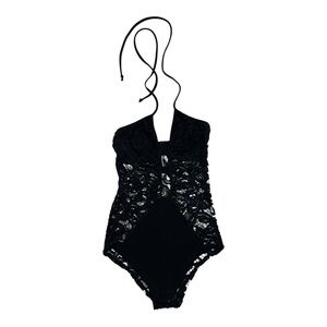 Avec Black Lace Halter Bodysuit - Size Medium